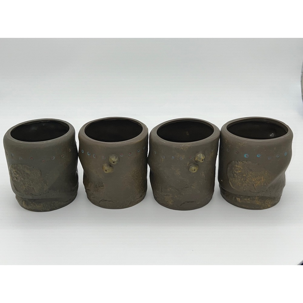 Disney Pirates of the Caribbean Dead Mans Chest 2006 Cup Set of 4 Brown Plastic